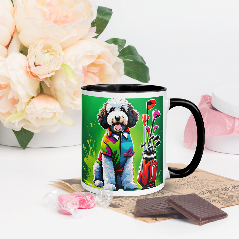 Bernedoodle Golfer- Mug with Color Inside v7