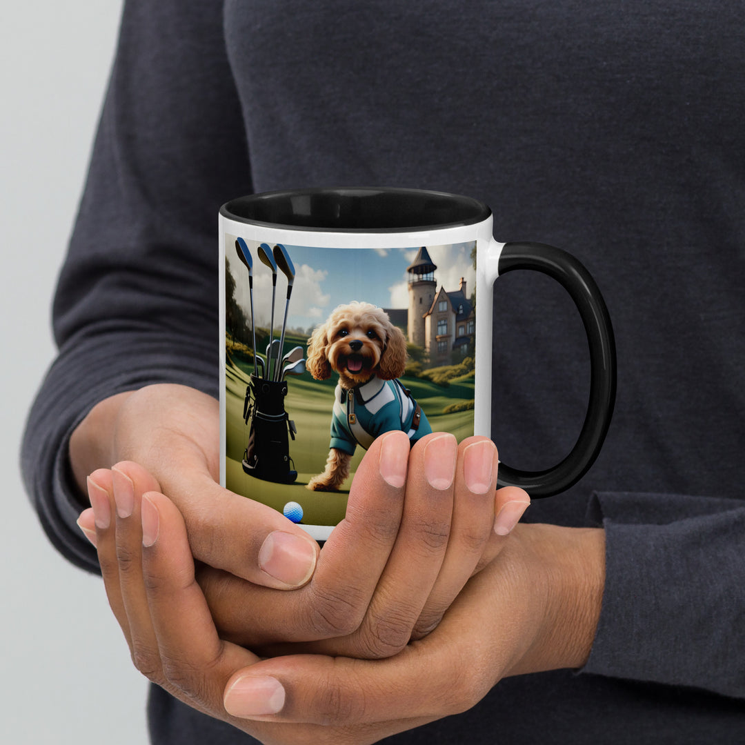 Cavapoo Golfer- Mug with Color Inside v6
