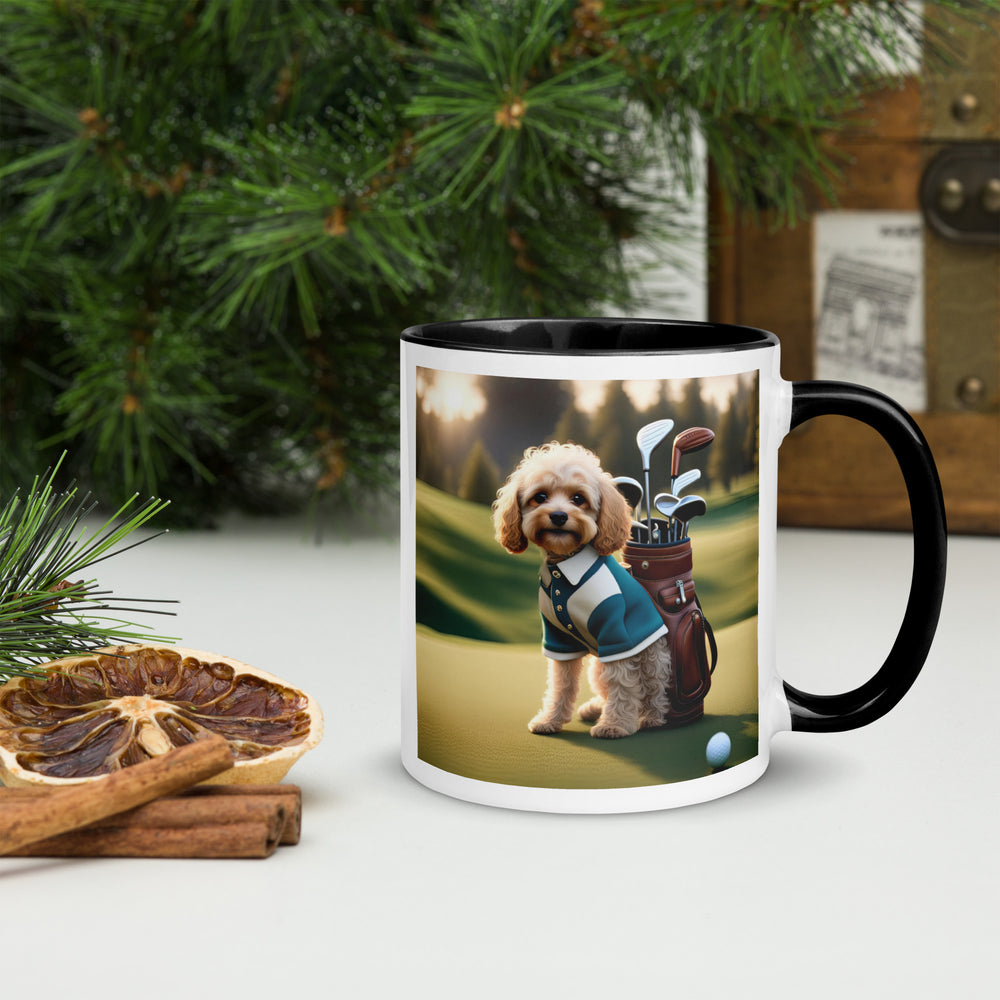 Cavapoo Golfer- Mug with Color Inside v8