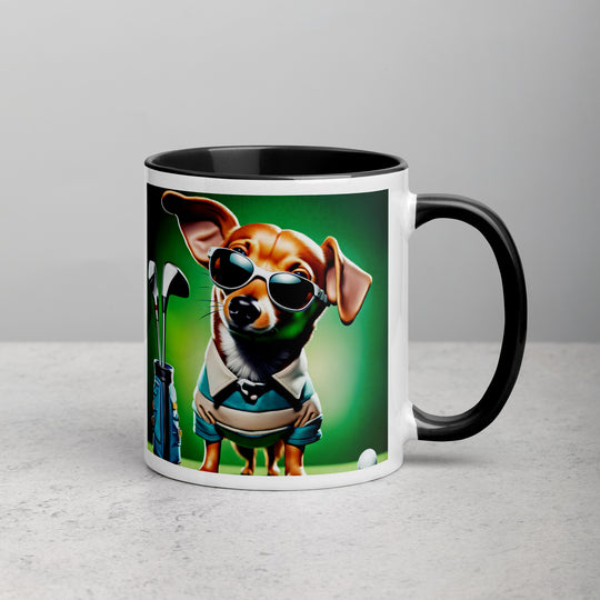 Chiweenie Golfer- Mug with Color Inside v6