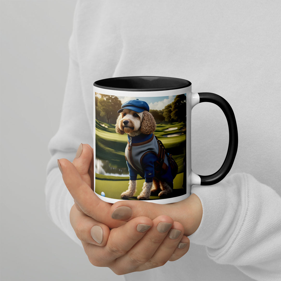 Cockapoo Golfer- Mug with Color Inside v9