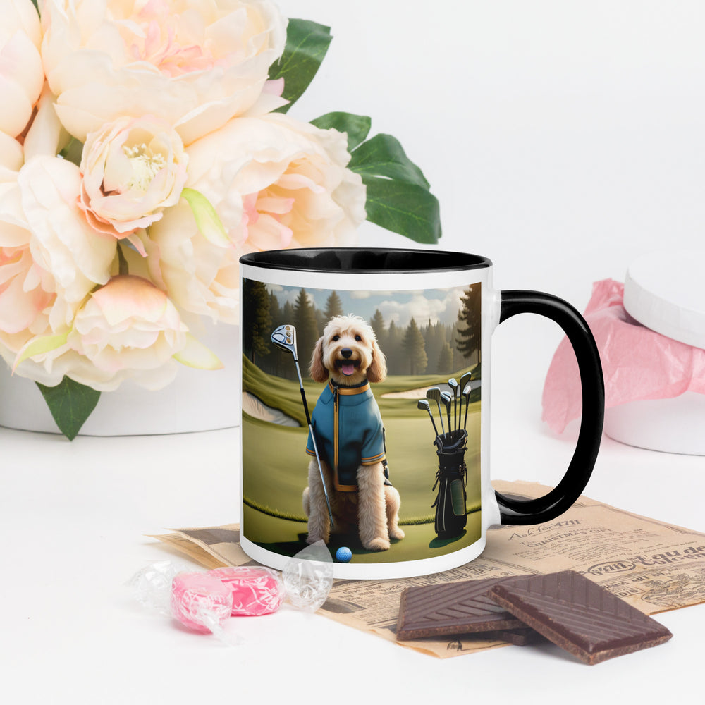 Goldendoodle Golfer- Mug with Color Inside v3