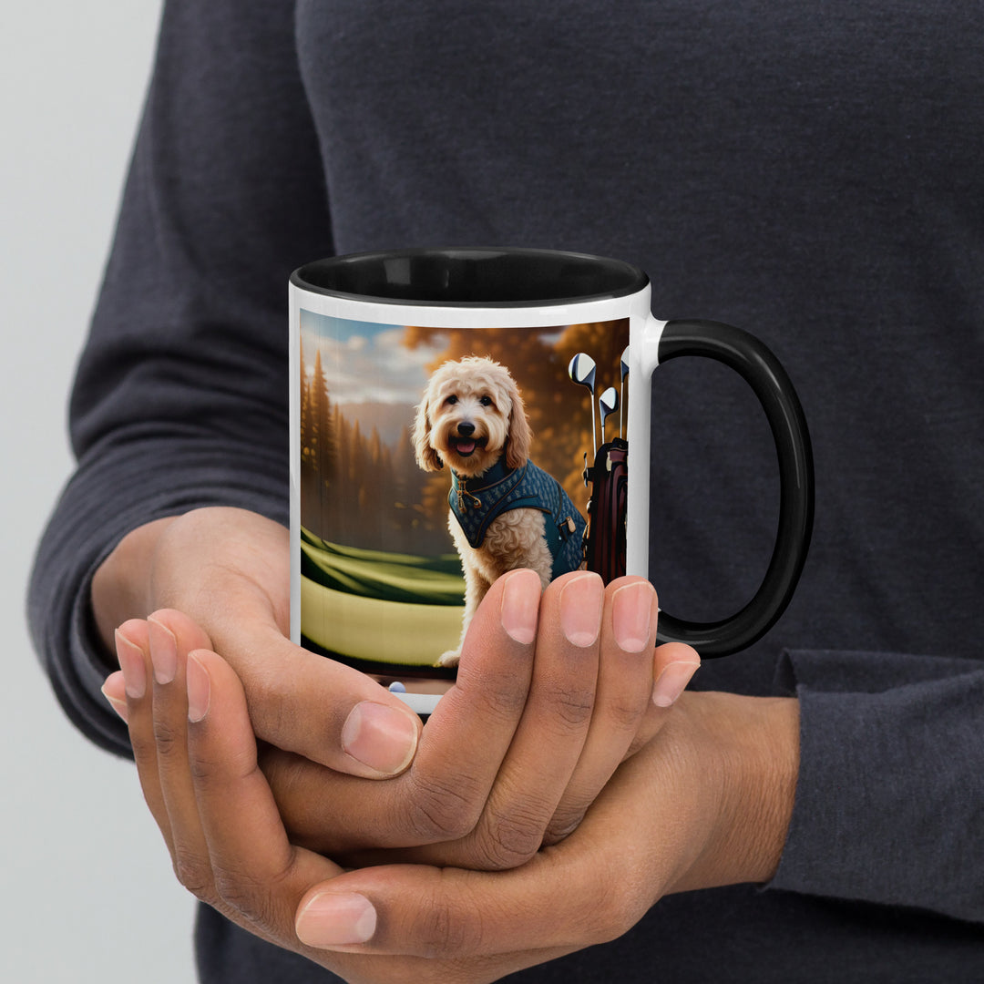 Goldendoodle Golfer- Mug with Color Inside v4