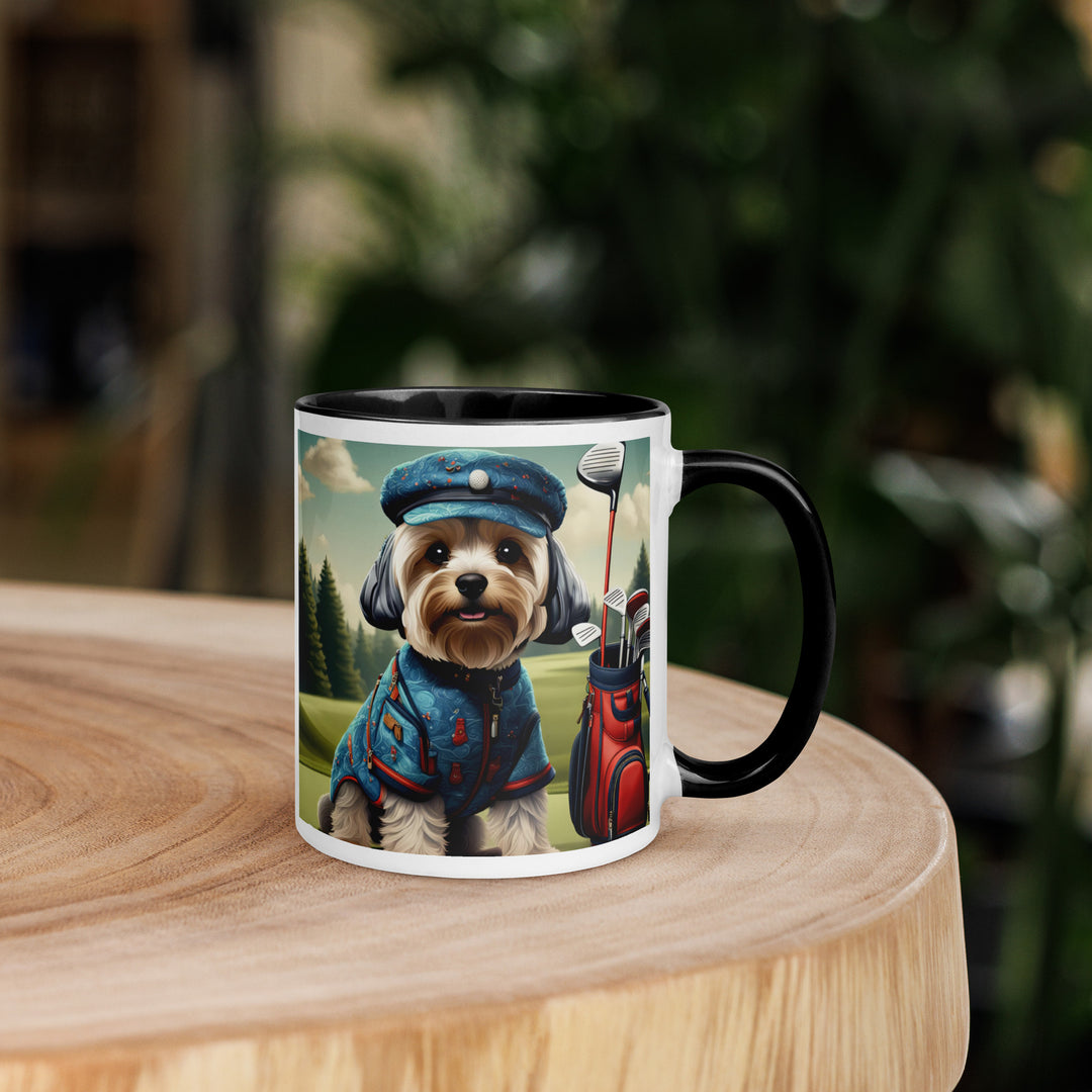 Yorkipoo Golfer- Mug with Color Inside v4