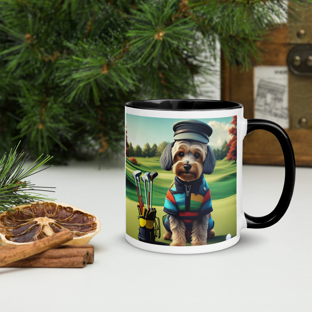 Yorkipoo Golfer- Mug with Color Inside v5