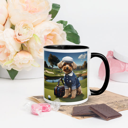 Yorkipoo Golfer- Mug with Color Inside v6