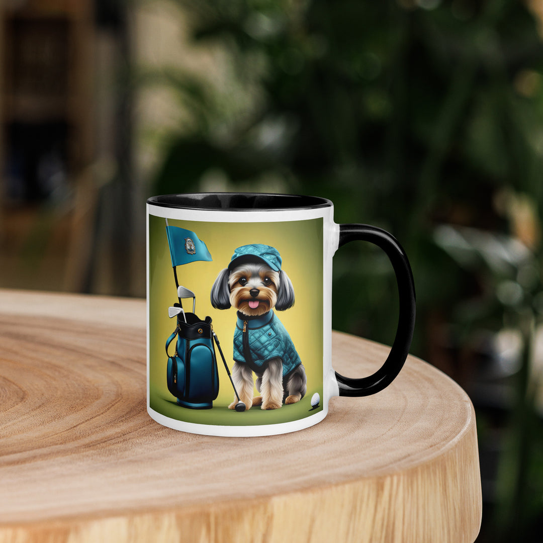 Yorkipoo Golfer- Mug with Color Inside v7