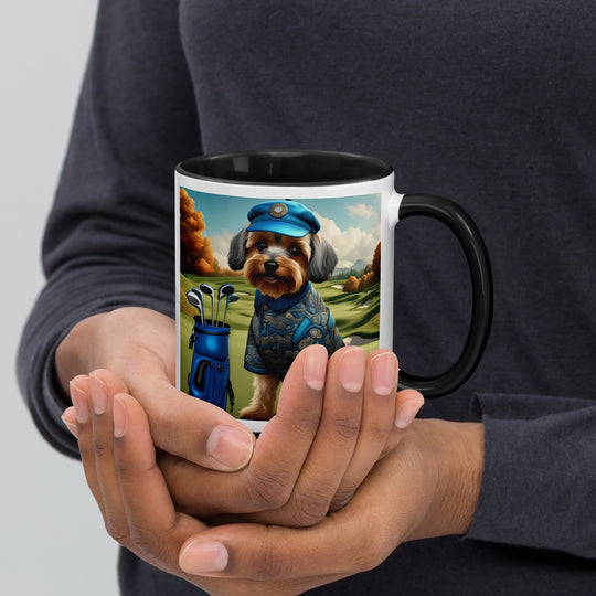 Yorkipoo Golfer- Mug with Color Inside v10