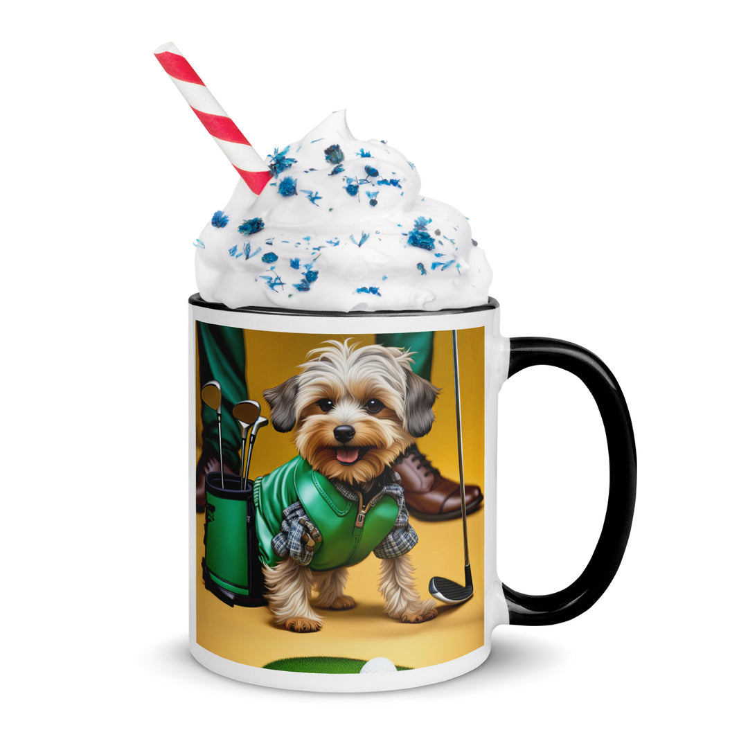 Yorkipoo Golfer- Mug with Color Inside v12