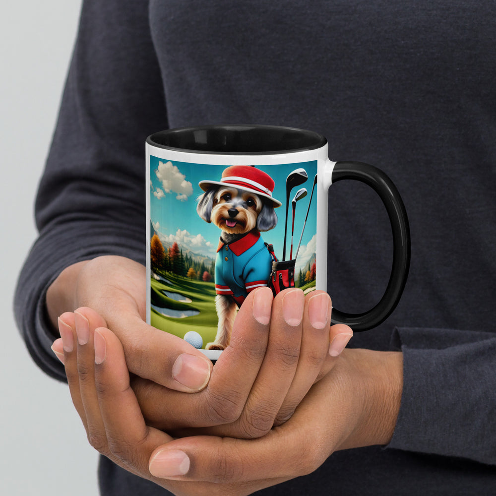 Yorkipoo Golfer- Mug with Color Inside v13