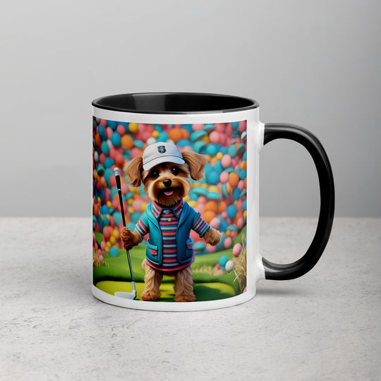 Yorkipoo Golfer- Mug with Color Inside v14