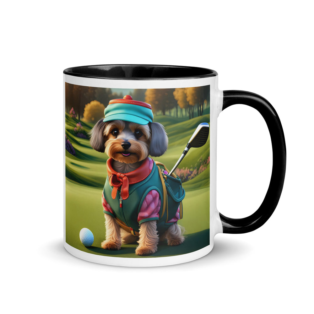 Yorkipoo Golfer- Mug with Color Inside v15