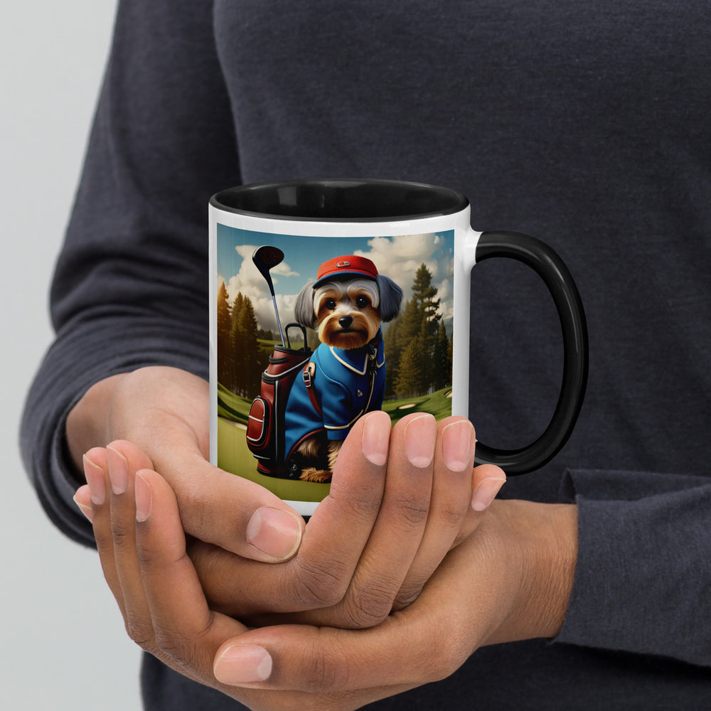 Yorkipoo Golfer- Mug with Color Inside v16