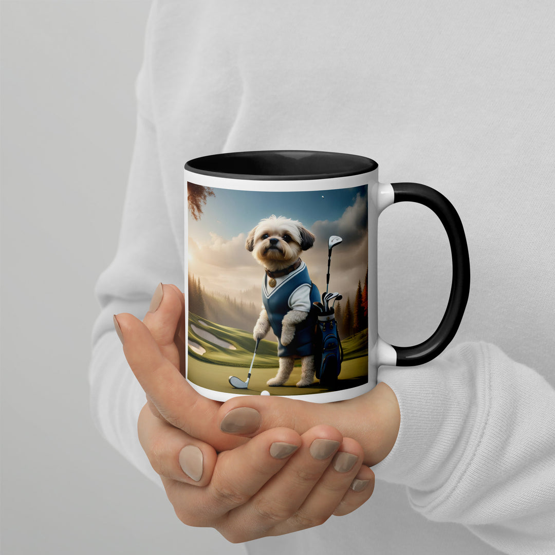 Pugapoo Golfer- Mug with Color Inside v6