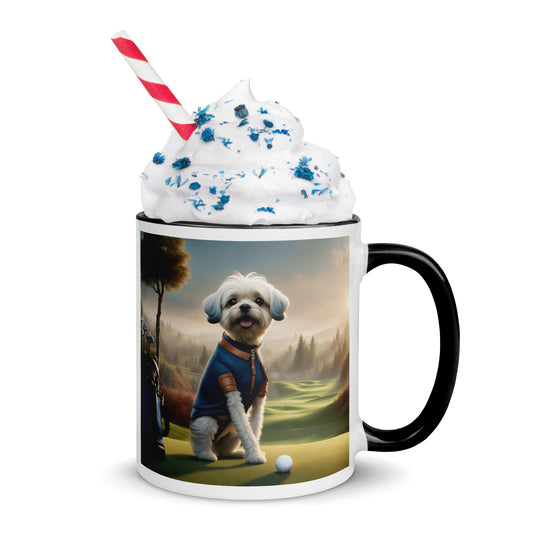 Pugapoo Golfer- Mug with Color Inside v7