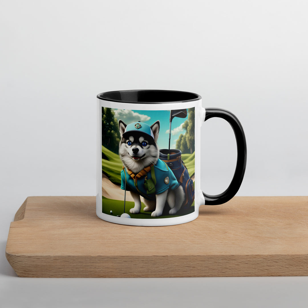 Pomsky Golfer- Mug with Color Inside