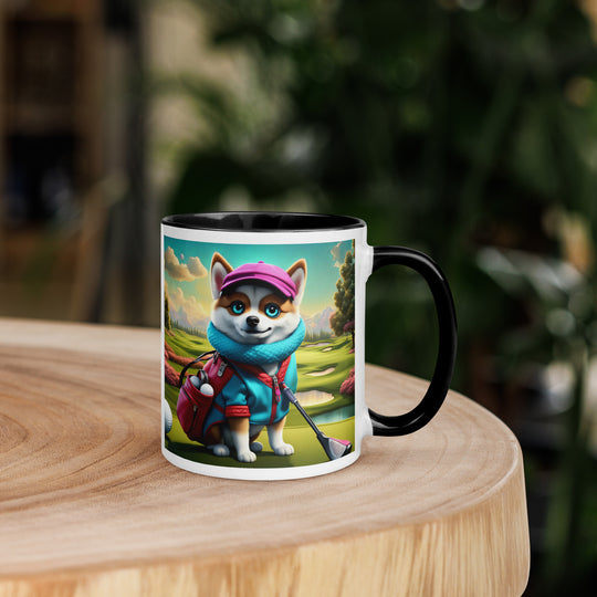 Pomsky Golfer- Mug with Color Inside v2