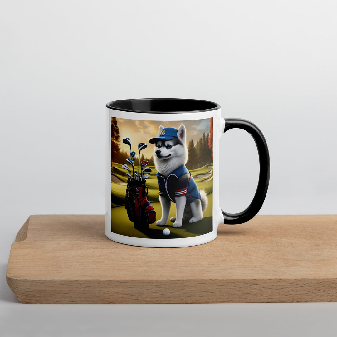 Pomsky Golfer- Mug with Color Inside v4