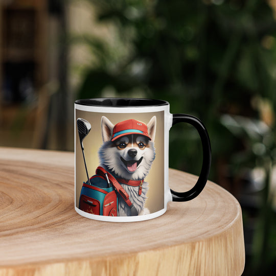 Pomsky Golfer- Mug with Color Inside v8