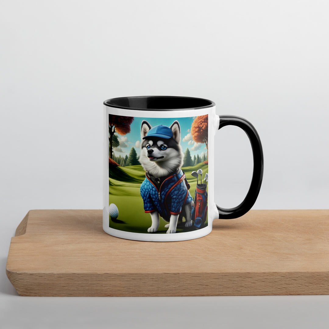 Pomsky Golfer- Mug with Color Inside v5