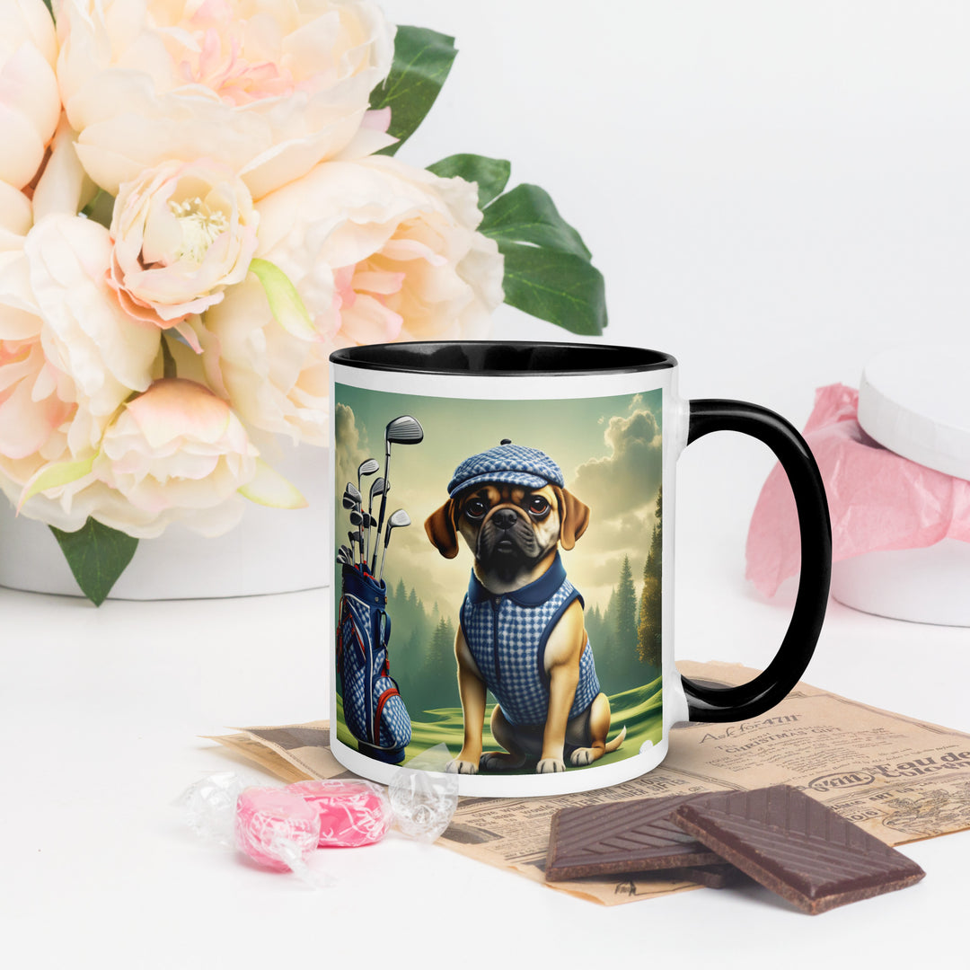 Puggle Golfer- Mug with Color Inside v7