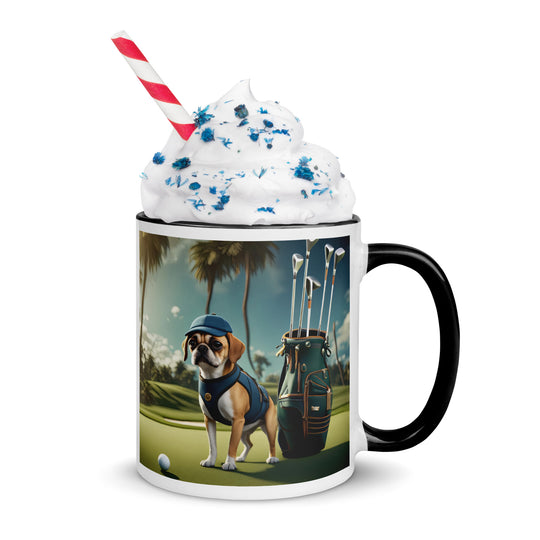 Puggle Golfer- Mug with Color Inside v13