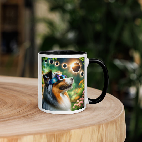 Australian Shepherd Eclipse- Mug with Color Inside v2