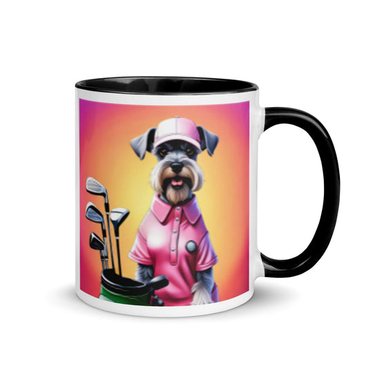 Miniature Schnauzer Golfer- Mug with Color Inside v4