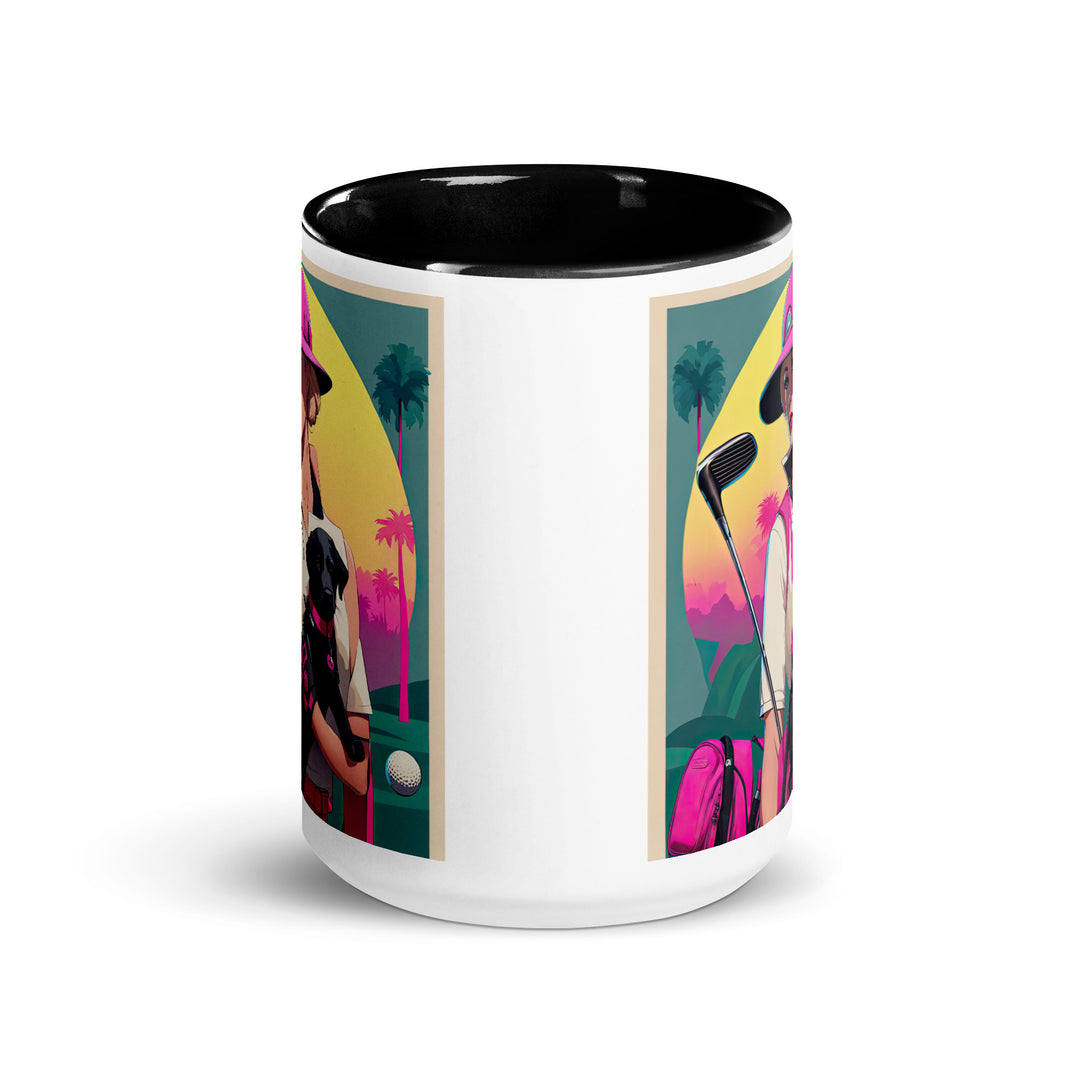 Mug with Color Inside-Labrador Retriever Golfer