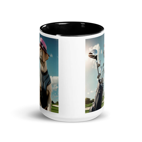 Mug with Color Inside-Labrador Retriever Golfer V3