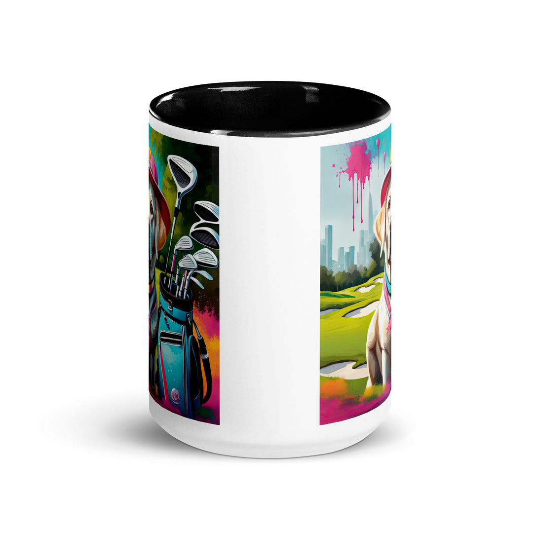 Mug with Color Inside-Labrador Retriever Golfer v9