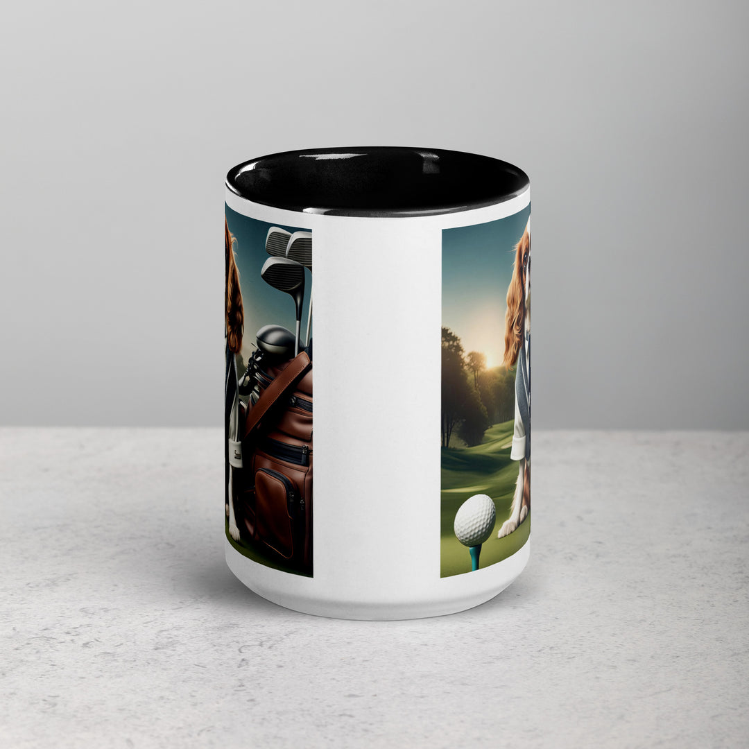 Cavalier King Charles Spaniel Golfer- Mug with Color Inside v3