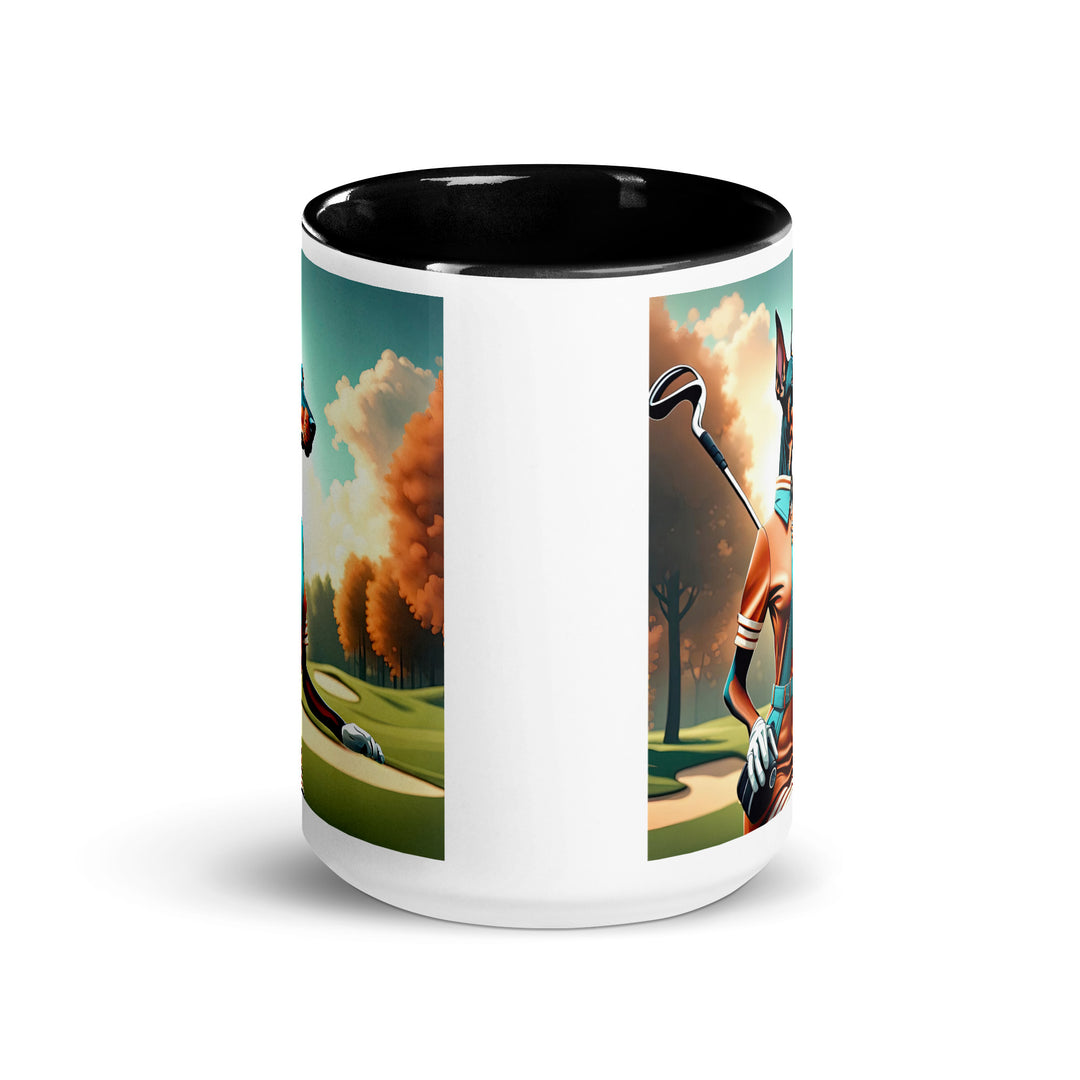 Doberman Pinscher Golfer- Mug with Color Inside