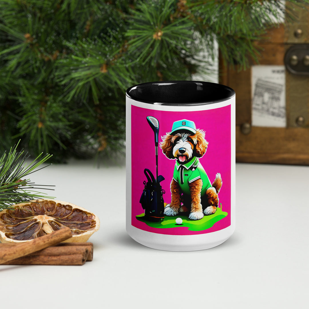 Bernedoodle Golfer- Mug with Color Inside v2