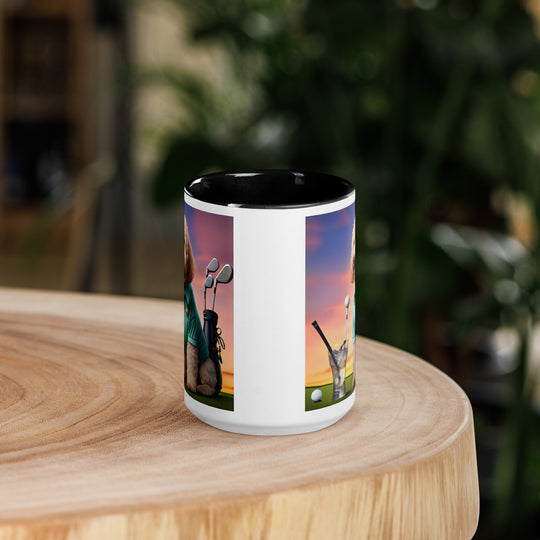 Goldendoodle Golfer- Mug with Color Inside v5