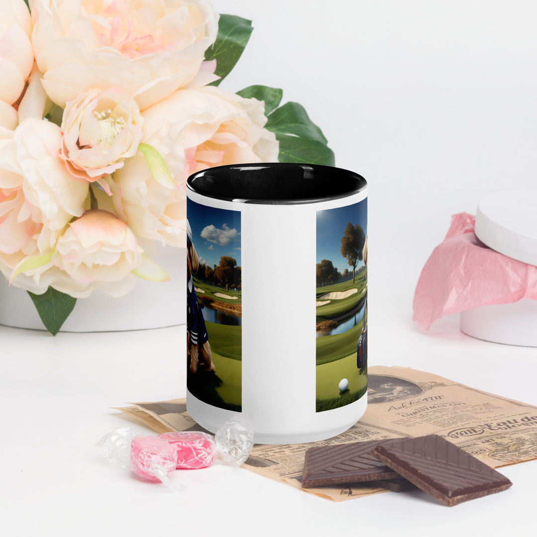 Yorkipoo Golfer- Mug with Color Inside v6