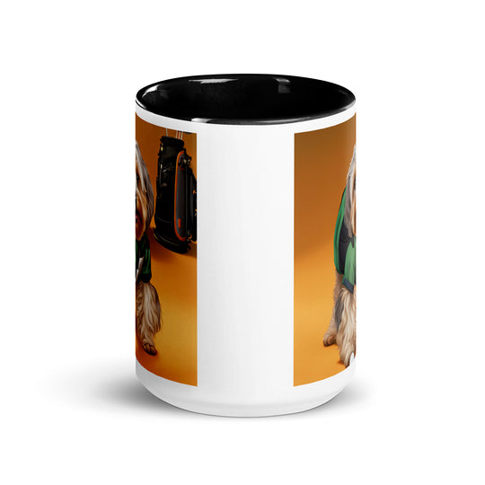 Yorkipoo Golfer- Mug with Color Inside v11