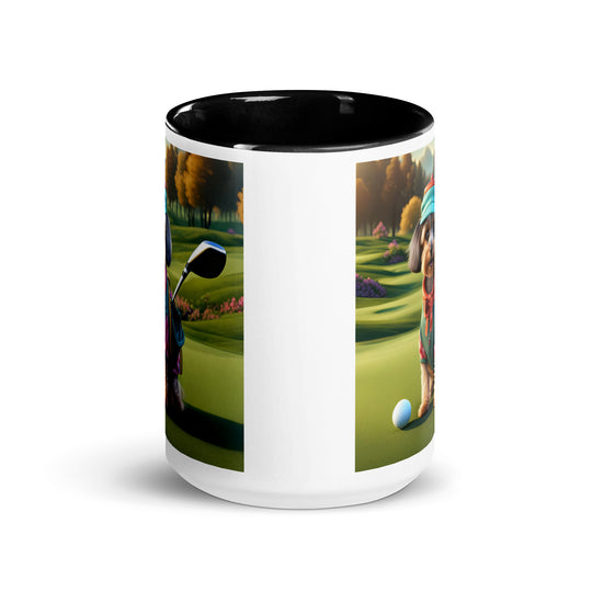 Yorkipoo Golfer- Mug with Color Inside v15