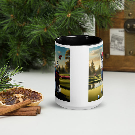 Pomsky Golfer- Mug with Color Inside v3