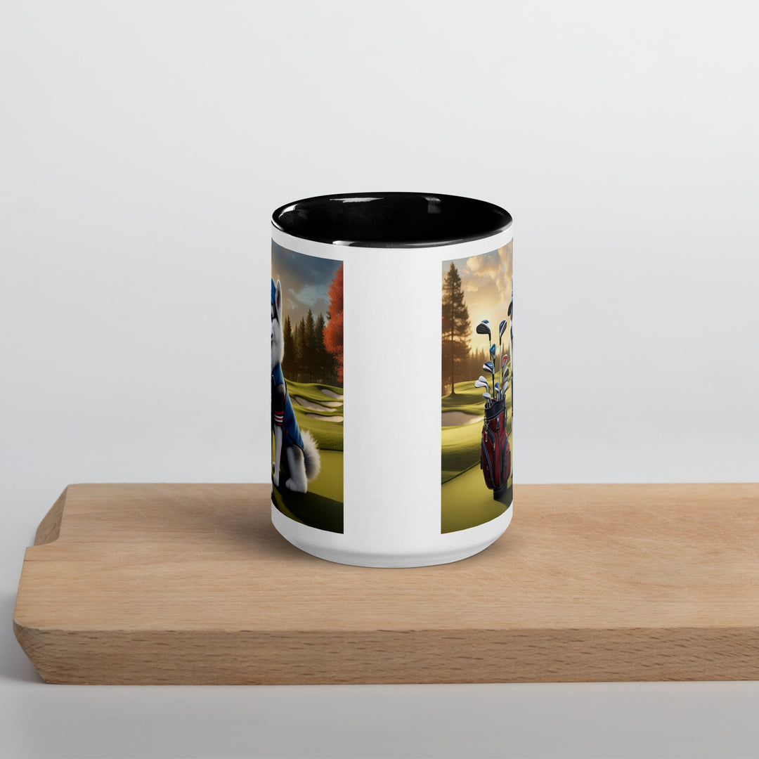 Pomsky Golfer- Mug with Color Inside v4