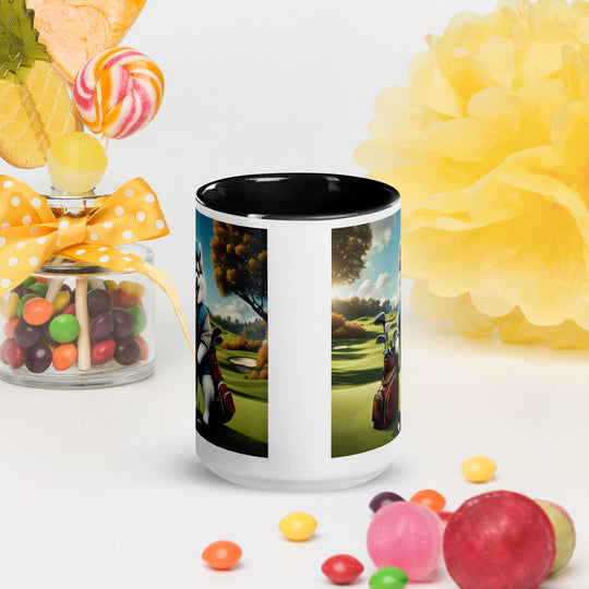 Pomsky Golfer- Mug with Color Inside v9