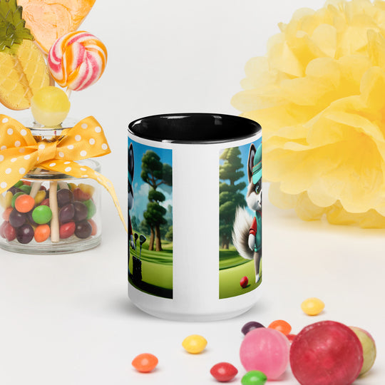 Pomsky Golfer- Mug with Color Inside v11