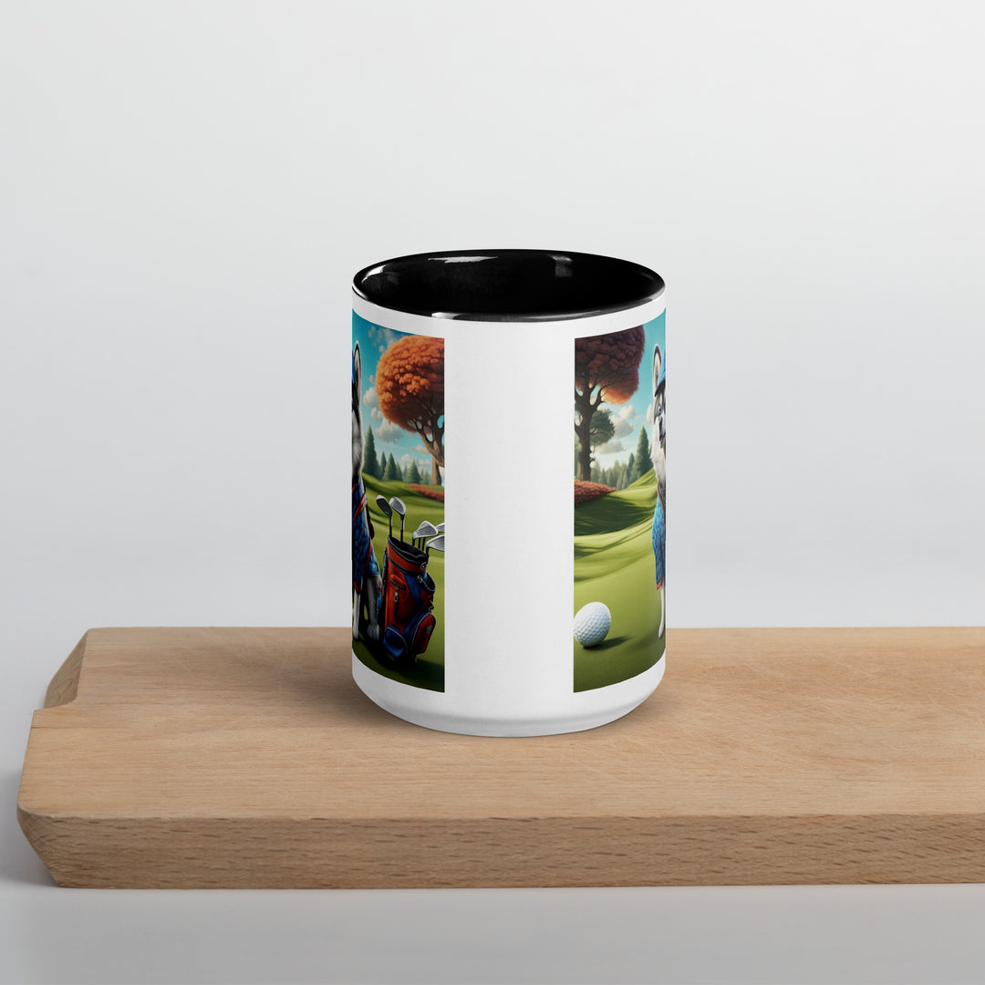 Pomsky Golfer- Mug with Color Inside v5