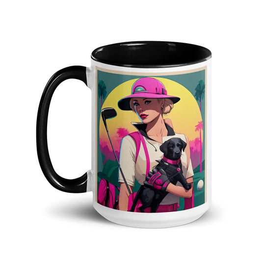 Mug with Color Inside-Labrador Retriever Golfer