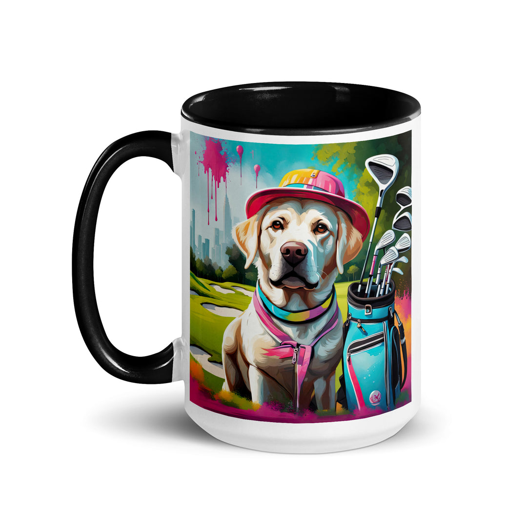 Mug with Color Inside-Labrador Retriever Golfer v9