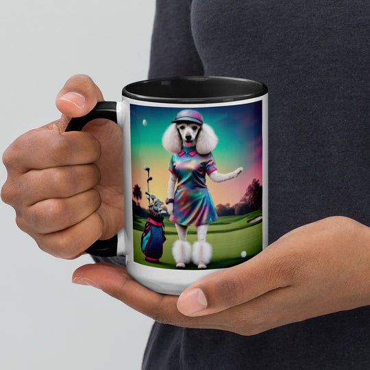 Poodle Golfer- Mug with Color Inside