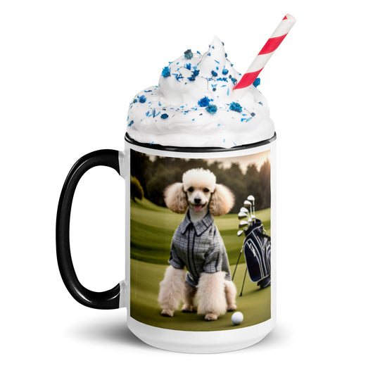 Poodle Golfer- Mug with Color Inside v2