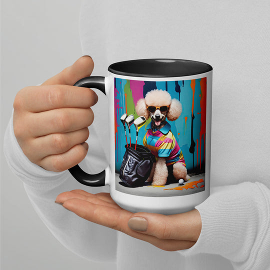 Poodle Golfer- Mug with Color Inside v3