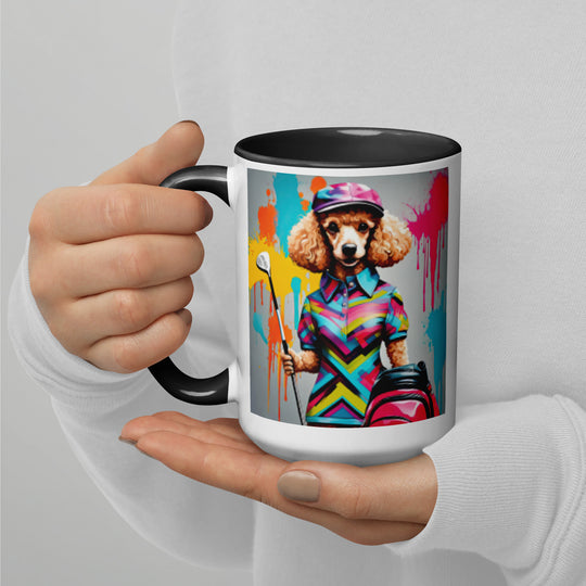 Poodle Golfer- Mug with Color Inside v4