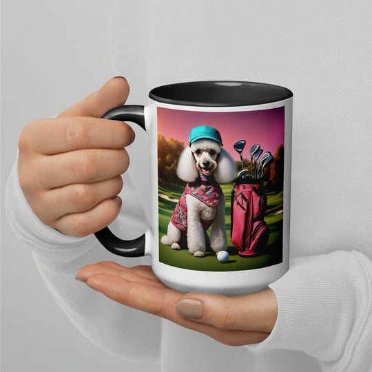 Poodle Golfer- Mug with Color Inside v5
